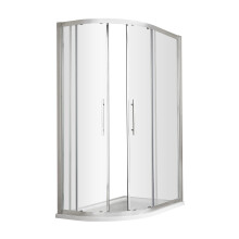 8mm Toughened Safety Glass Offset Shower Quadrant, Chrome - 900 x 800mm