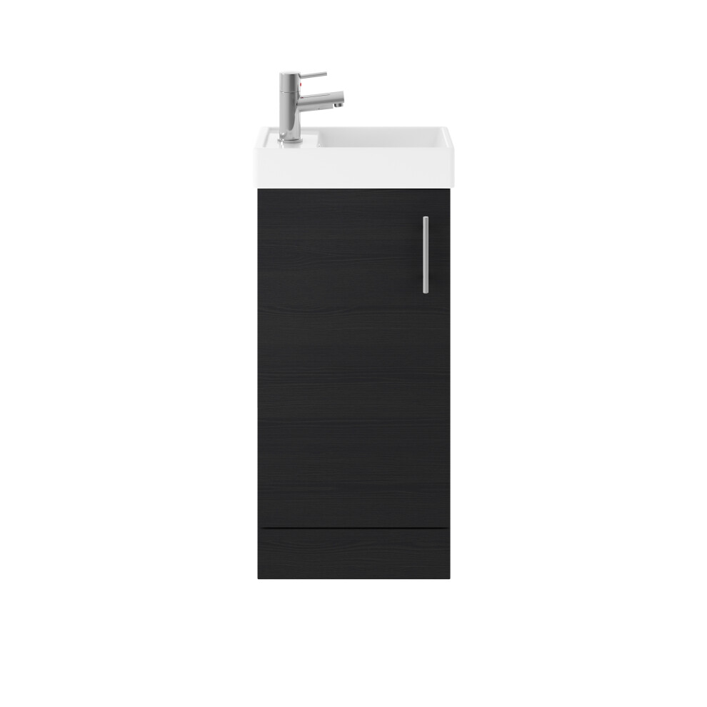 Cloakroom Floor Standing 1 Door Vanity Unit Basin Charcoal Black 400mm