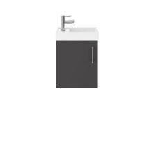 Cloakroom Wall Hung 1 Door Vanity Unit with Basin, 400mm - Gloss Grey