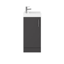 Saint Cloakroom Floor Standing 1 Door Vanity Unit with Basin, 400mm - Gloss Grey - Balterley