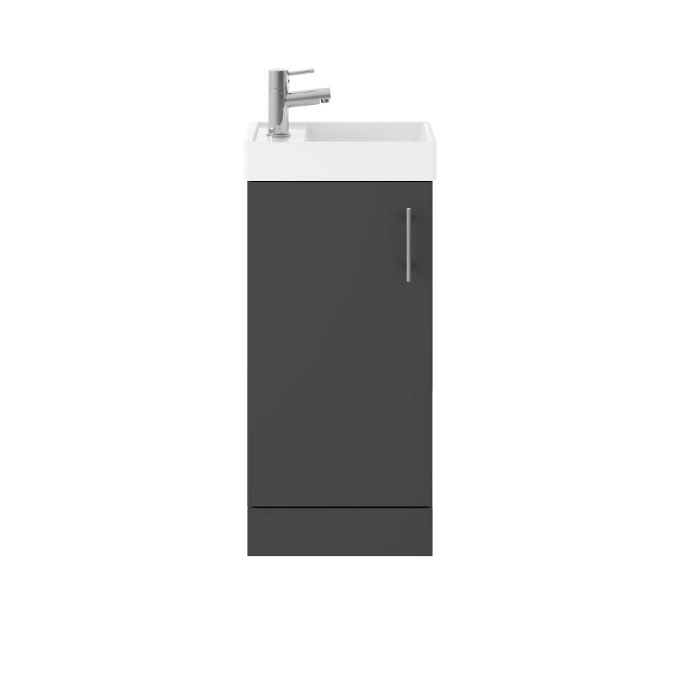 Saint Cloakroom Floor Standing 1 Door Vanity Unit with Basin, 400mm - Gloss Grey - Balterley