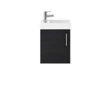 BFSA010 Balterley Cloakroom Wall Hung Vanity Unit with Basin, 1 Door, 400mm, Woodgrain Charcoal Black