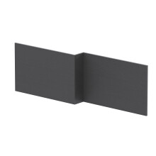 1700mm Edge/Power L Shape Square Front Bath Panel - Textured Woodgrain Graphite Grey