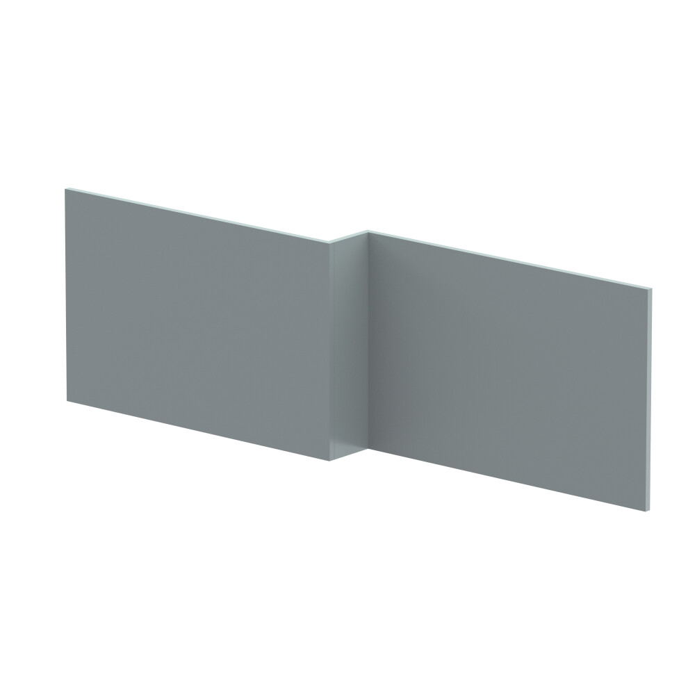 1700mm Edge/Power L Shape Square Front Bath Panel - Matt Coastal Grey