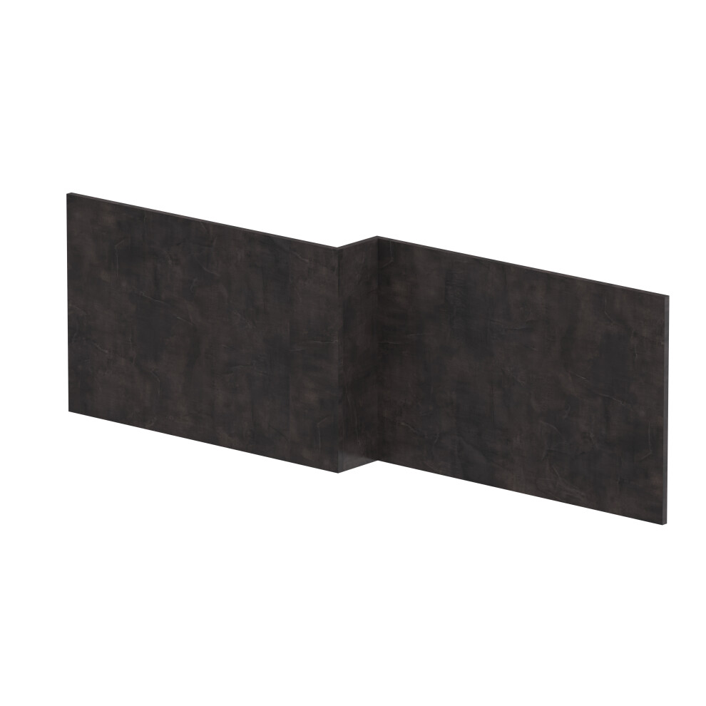 1700mm Edge/Power L Shape Square Front Bath Panel - Textured Matt Metallic Slate