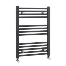 Heated Vertical Towel Rail with Straight Rails - 1028 BTU - 700mm x 500mm - Anthracite