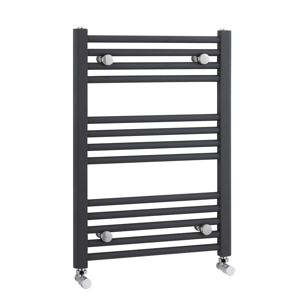Heated Vertical Towel Rail with Straight Rails - 1028 BTU - 700mm x 500mm - Anthracite