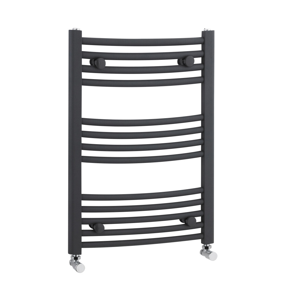 Heated Vertical Towel Rail with Curved Rails - 1051 BTU - 700mm x 500mm - Anthracite