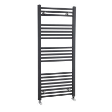 Heated Vertical Towel Rail with Straight Rails - 1672 BTU - 1150mm x 500mm - Anthracite