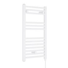 Electric Vertical Round Towel Rail with 13 Rails - 720mm x 400mm - 300 Watt - Gloss White