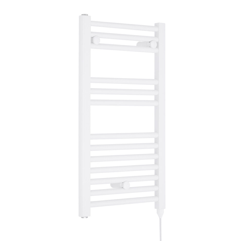 Electric Vertical Round Towel Rail with 13 Rails - 720mm x 400mm - 300 Watt - Gloss White