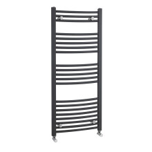 Heated Vertical Towel Rail with Curved Rails - 1689 BTU - 1150mm x 500mm - Anthracite