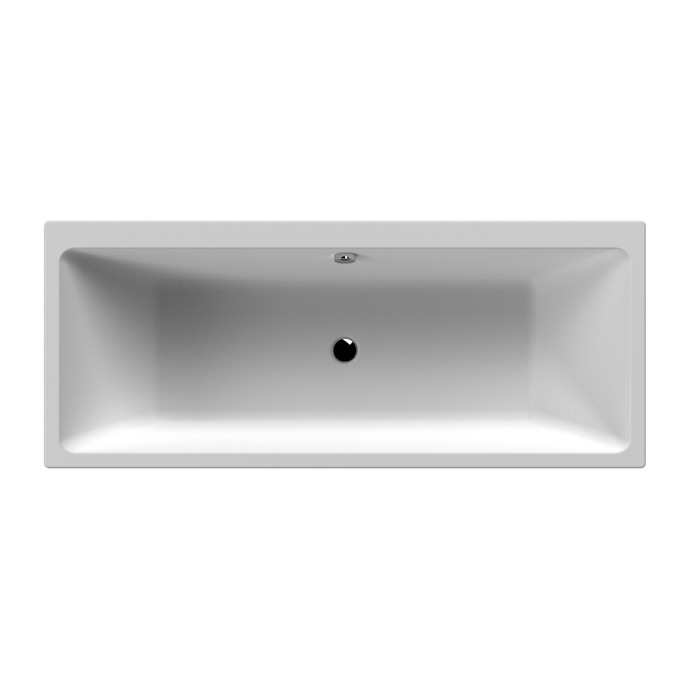 Square Thin Edge Double Ended Straight Shower Bath With Leg Set, 1700Mm X 700Mm 5056678463802