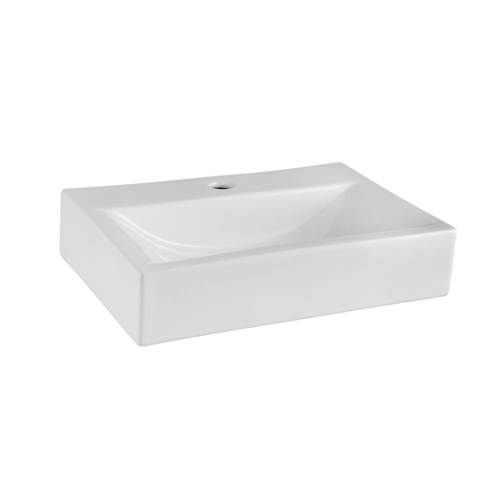 Rectangular 1 Tap Hole Ceramic Countertop Vessel without Overflow - 460mm