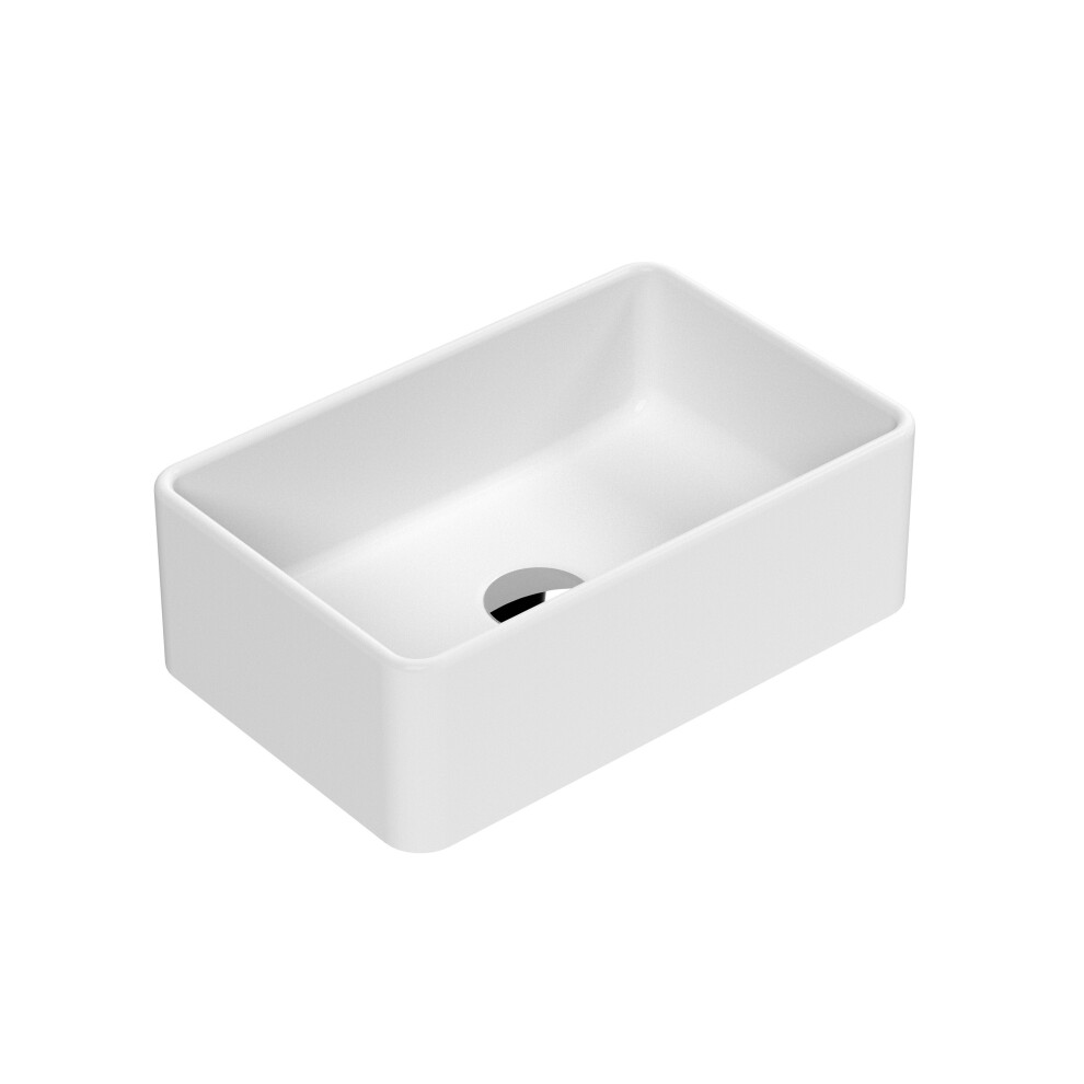 Balterley Rectangular Matt Ceramic Countertop Vessel Without Overflow - 365Mm - Matt White