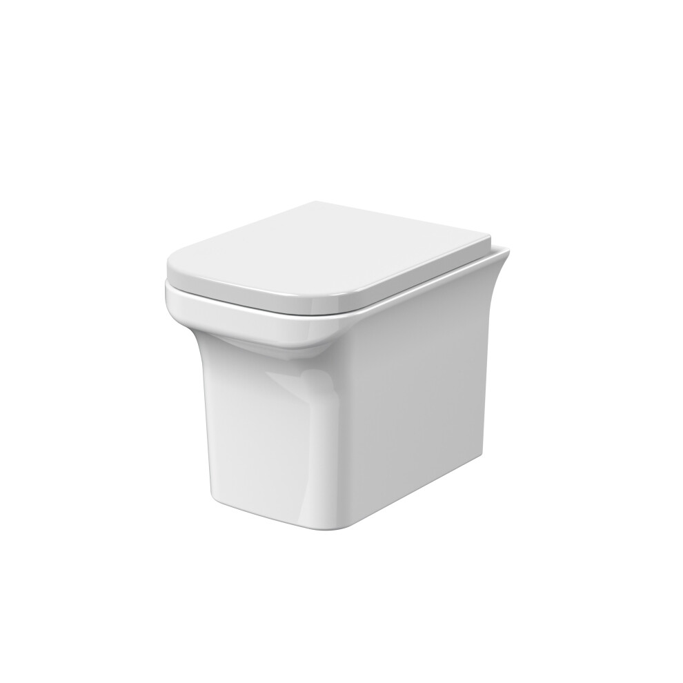 Rimless Wall Hung Square Toilet Pan & Soft Close Seat - 390mm x 340mm x 480mm