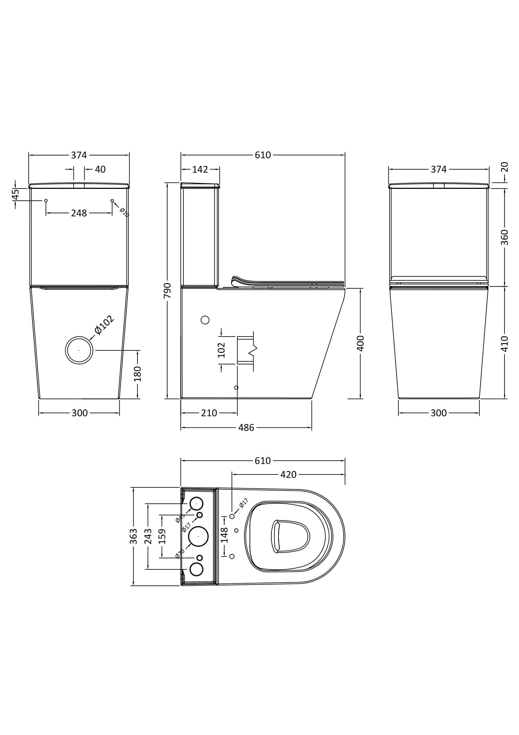 Compact Rimless Flush to Wall Toilet Pan, Cistern & Soft Close Sandwich ...