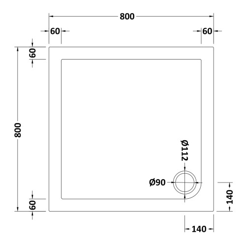Balterley 800mm Premium Slip Resistant Square Shower Tray - White 1