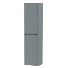Square Wall Hung 2 Door Tall Bathroom Unit, 350mm - Matt Coastal Grey