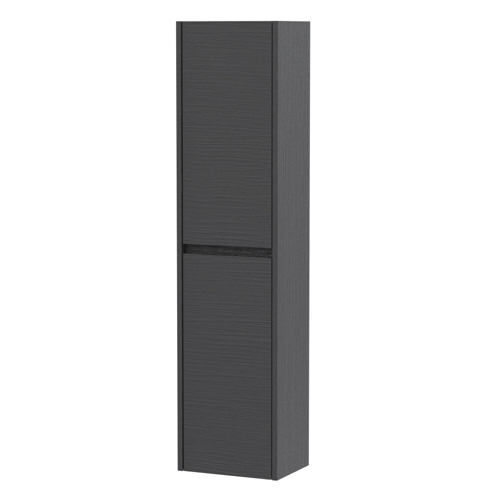 Balterley Square Wall Hung 2 Door Tall Bathroom Unit, 350Mm - Woodgrain Graphite Grey