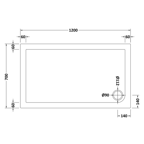 Balterley 1200mm x 700mm Premium Slip Resistant Rectangular Shower Tray - White 1