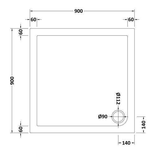 Balterley 900mm Premium Slip Resistant Square Shower Tray - White 1