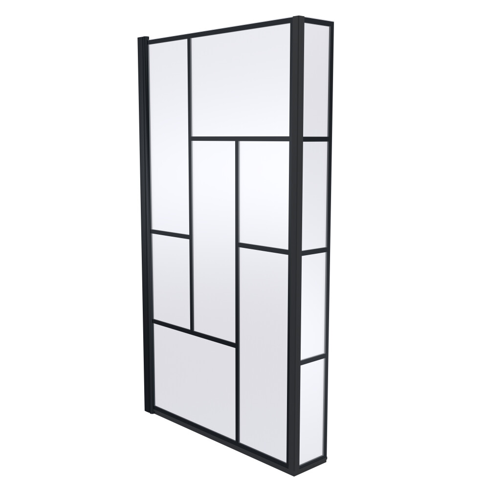 Black Reversible Square L Shape 6Mm Toughened Safety Glass Bath Screen - Image 2