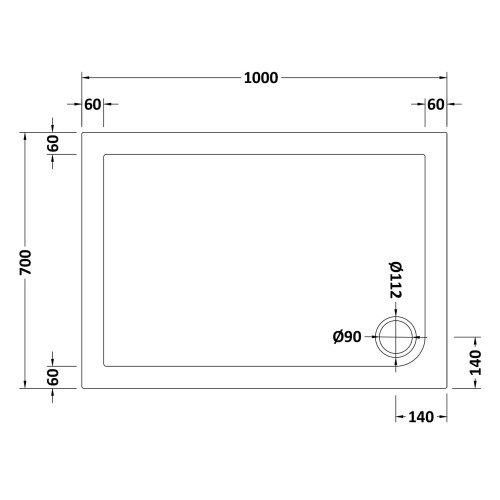 Balterley 1000mm x 700mm Premium Slip Resistant Rectangular Shower Tray - White 1