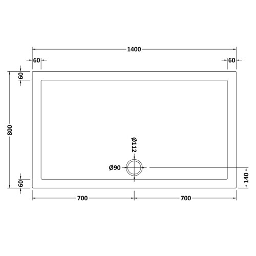 Balterley 1400mm x 800mm Premium Slip Resistant Rectangular Shower Tray - White 1