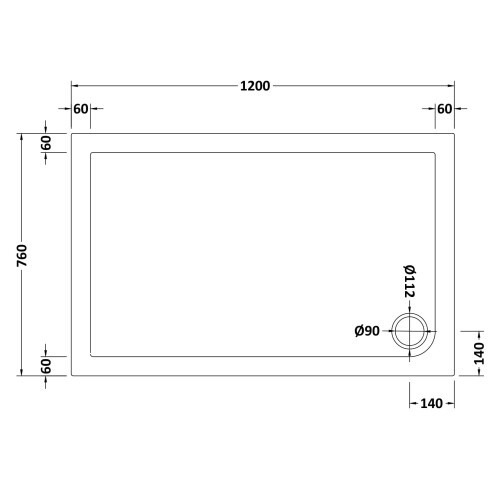 Balterley 1200mm x 760mm Premium Slip Resistant Rectangular Shower Tray - White 1