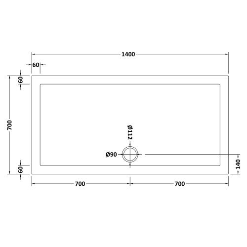 Balterley 1400mm x 700mm Premium Slip Resistant Rectangular Shower Tray - White 1