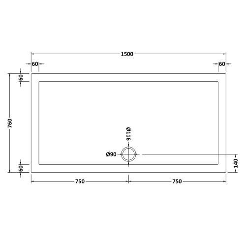 Balterley 1500mm x 760mm Premium Slip Resistant Rectangular Shower Tray - White 1