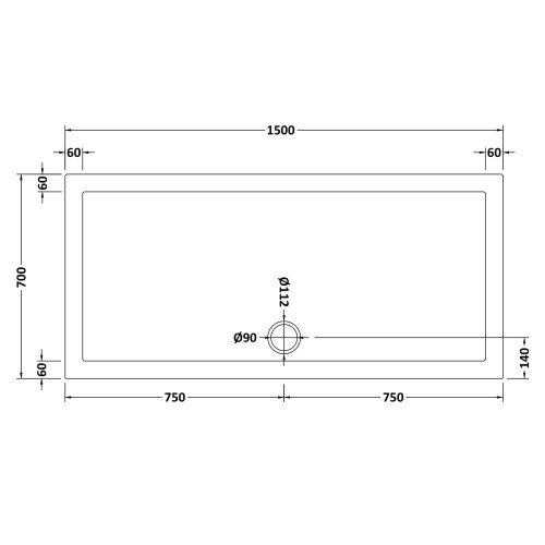 Balterley 1500mm x 700mm Premium Slip Resistant Rectangular Shower Tray - White 1