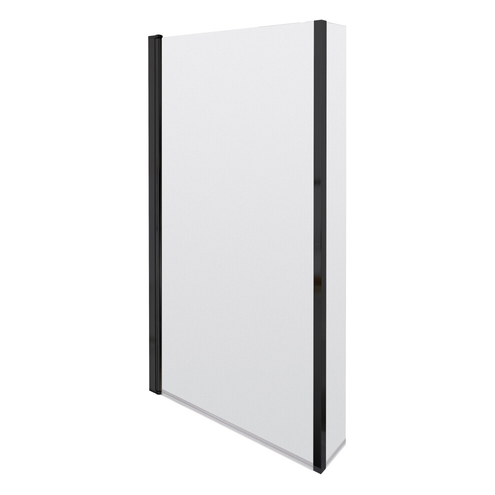 6mm Toughened Safety Glass L Shaped Reversible Bath Screen with Fixed Return - Black