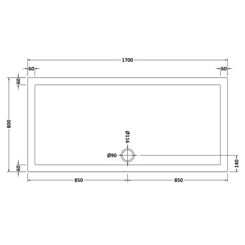 Balterley 1700mm x 800mm Premium Slip Resistant Rectangular Shower Tray - White 1