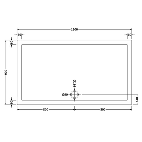 Balterley 1600mm x 900mm Premium Slip Resistant Rectangular Shower Tray - White 1