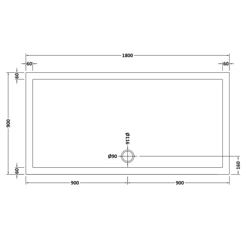 Balterley 1800mm x 900mm Premium Slip Resistant Rectangular Shower Tray - White 1