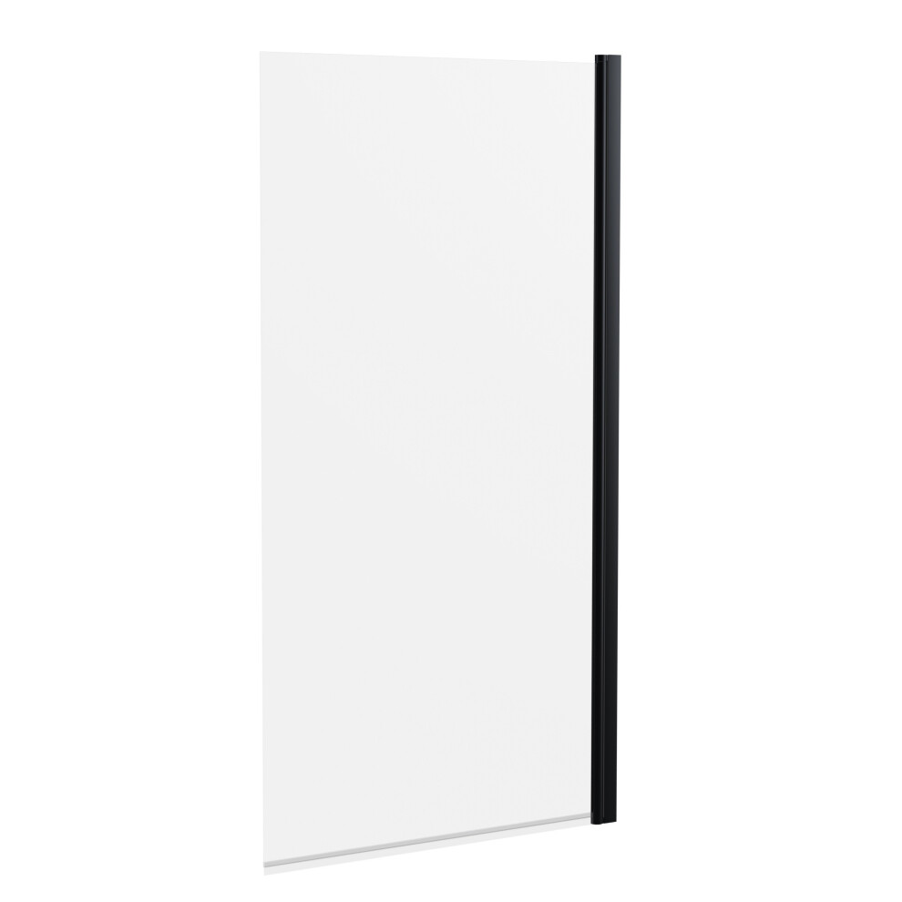 6mm Toughened Safety Glass Straight Reversible Bath Screen - Black