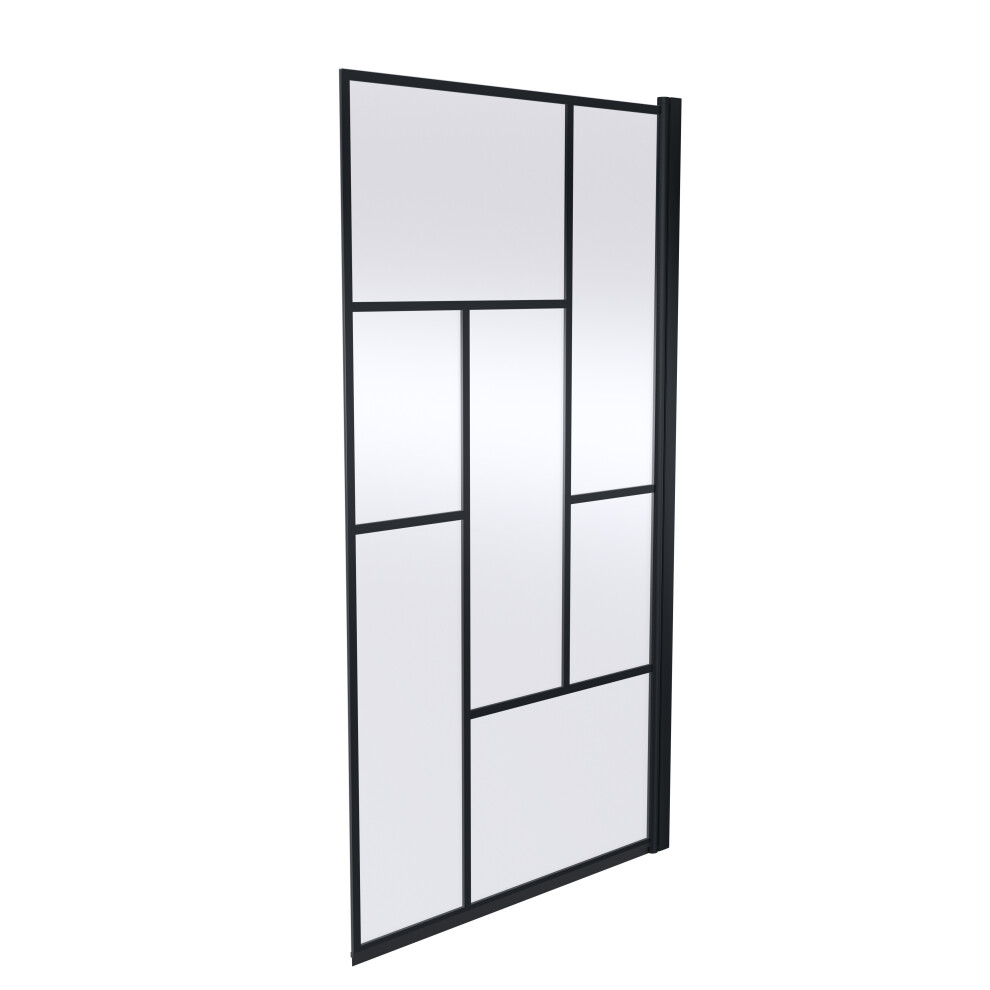 Black Square Framed 6mm Toughened Safety Glass Reversible Shower Bath