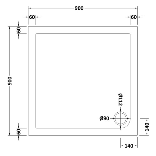 Balterley 900mm Premium Square Shower Tray - White 1