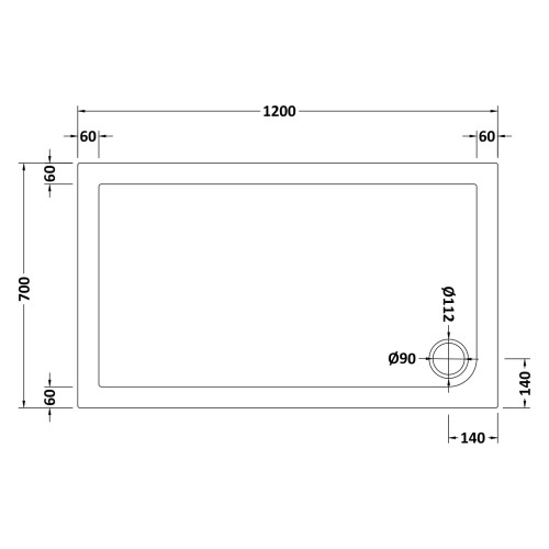 Balterley 1200mm x 700mm Premium Rectangular Shower Tray - White 1
