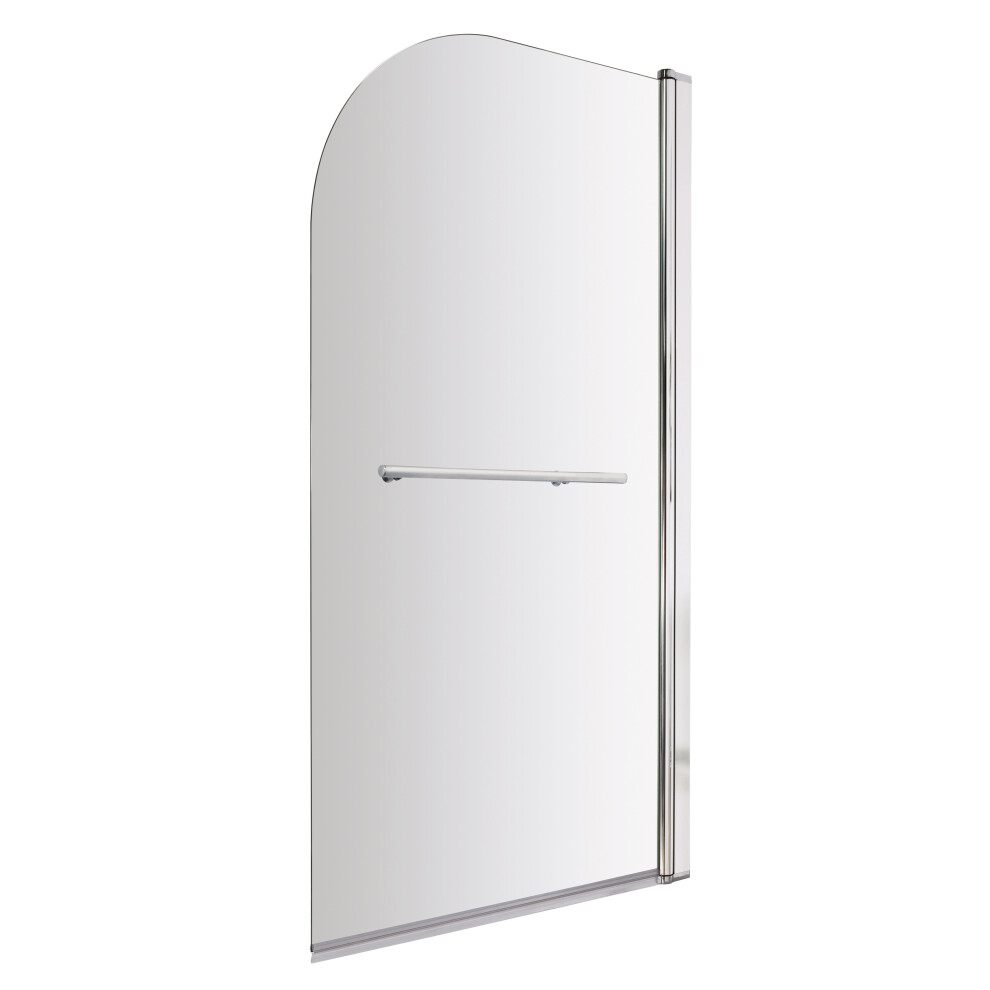 Chrome 6mm Toughened Safety Glass Reversible Shower Bath Screen with Towel Rail 1430 x 790mm