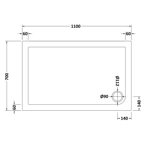 Balterley 1100mm x 700mm Premium Rectangular Shower Tray - White 1
