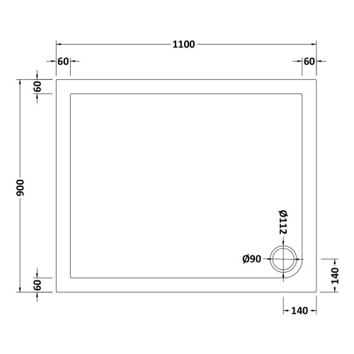 Balterley 1100mm x 900mm Premium Rectangular Shower Tray - White 1