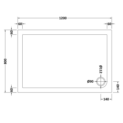 Balterley 1200mm x 800mm Premium Rectangular Shower Tray - White 1