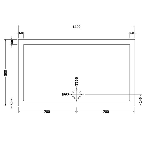 Balterley 1400mm x 800mm Premium Rectangular Shower Tray - White 1