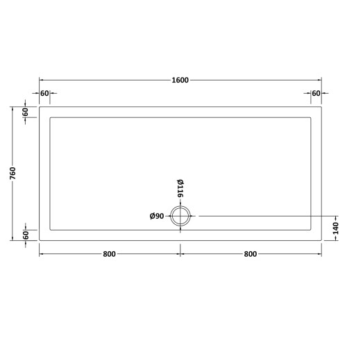 Balterley 1600mm x 760mm Premium Rectangular Shower Tray - White 1