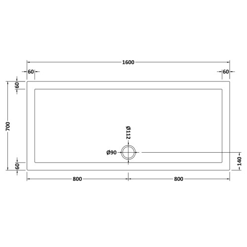 Balterley 1600mm x 700mm Premium Rectangular Shower Tray - White 1