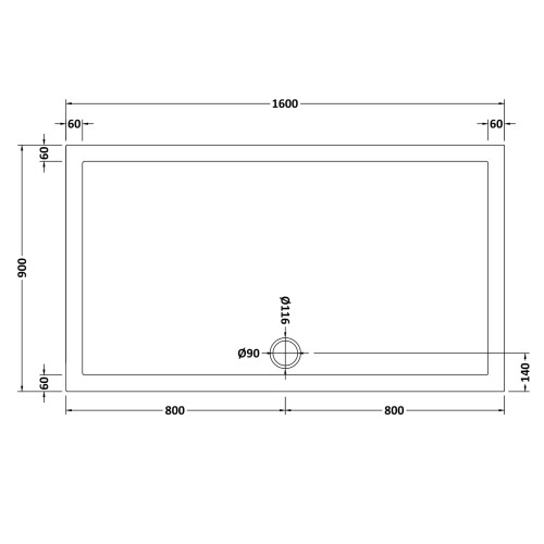 Balterley 1600mm x 900mm Premium Rectangular Shower Tray - White 1