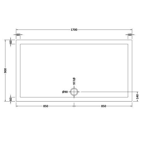 Balterley 1700mm x 900mm Premium Rectangular Shower Tray - White 1